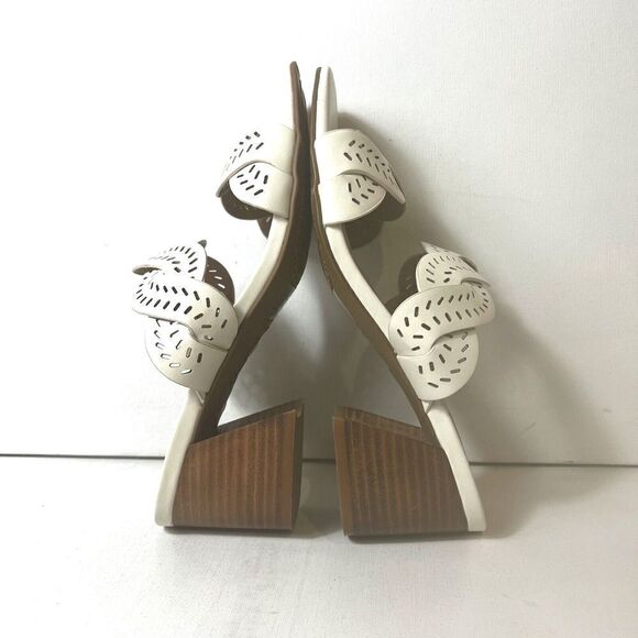 Joie Slip On Strap Comfort Sandal Ivory Cutout Faux Leather Womens 6.5M Mid Heel - Picture 5 of 10